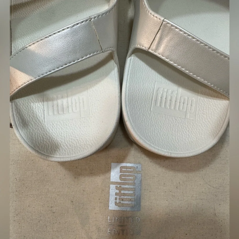 FitFlop Lulu Crystal Embellished Back-Strap Sandals in Crème Size 10 - Picture 5 of 11